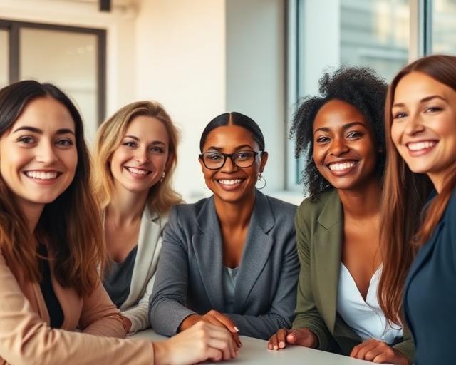 Women entrepreneurs smiling together at a business meetup